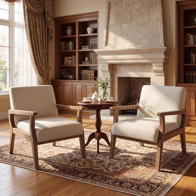 Beige Accent Chairs Set of 2 by ROCITY
