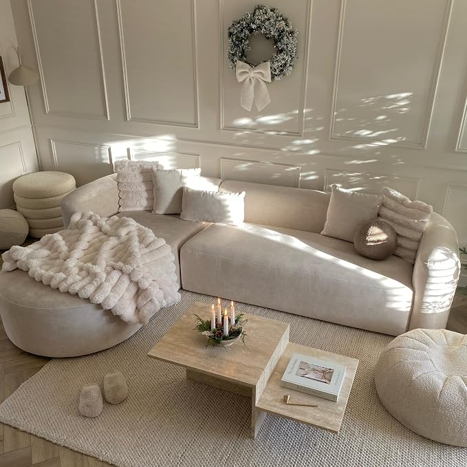 Acanva Luxury Modern Tight Curved Back Velvet Sofa, Minimalist Style Comfy Couch - Image 3
