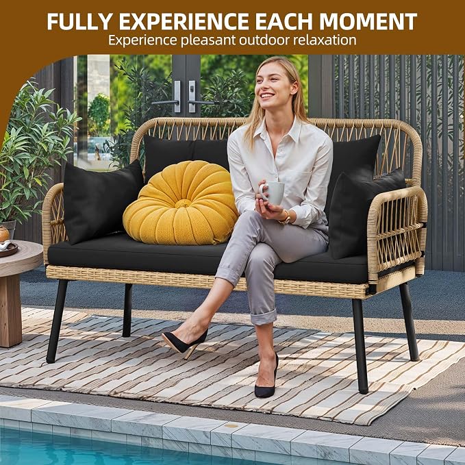 DWVO Outdoor Loveseat, Patio Wicker Furniture Set - Image 8