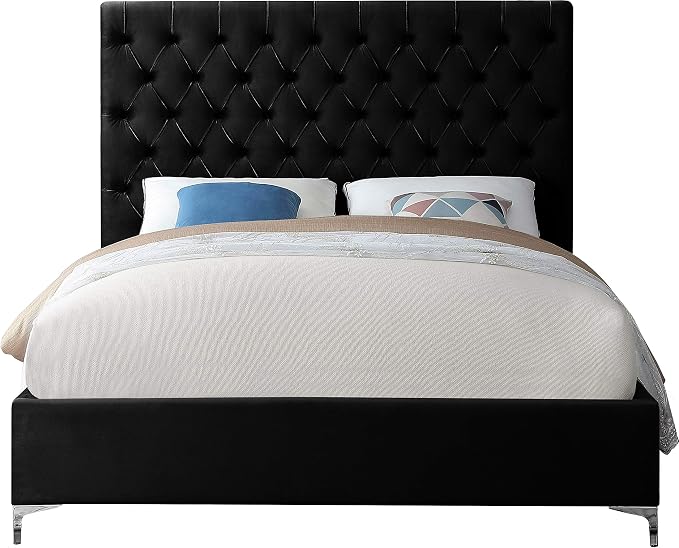 Meridian Furniture Cruz Collection Modern | Contemporary Velvet Upholstered Bed - Image 6