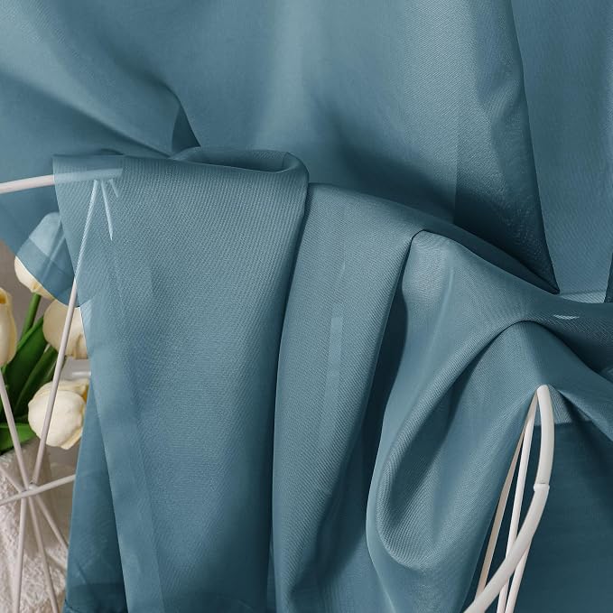 Aiyufeng Dusty Blue Sheer Curtains 72 Inch Length 2 Panels Set, Light Filtering - Image 7