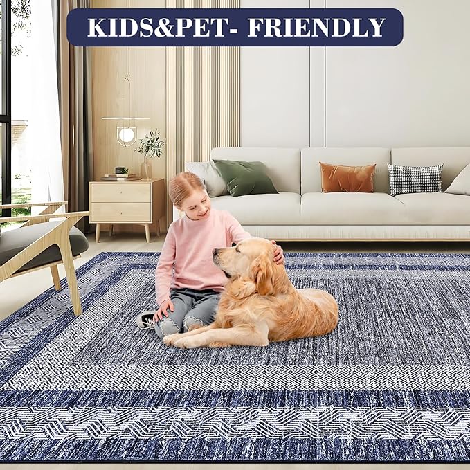 GarveeHome Modern Geometric Area Rug 4x6 Distressed Bordered Washable Non Slip - Image 6