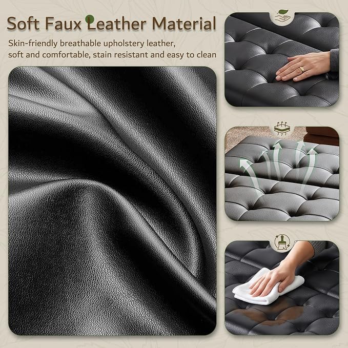LINLUX Extra Large Leather Storage Ottoman, 35.5 Inch Large Square Lift Top - Image 6