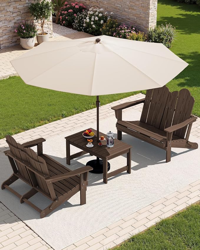 SERWALL Folding Adirondack Bench, HDPE All-Weather Adirondack Loveseat - Image 3