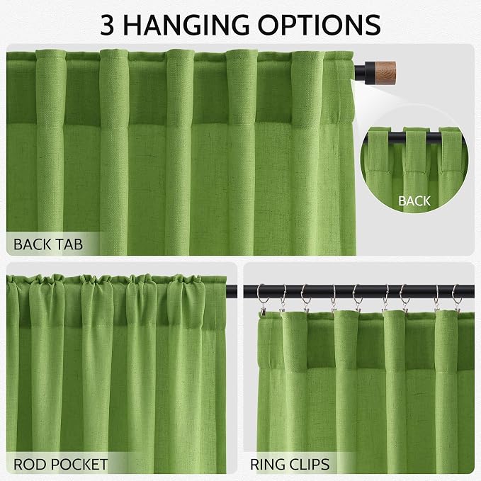 Lime Green Curtains 63 Inches Long 2 Panel Sets - Image 3
