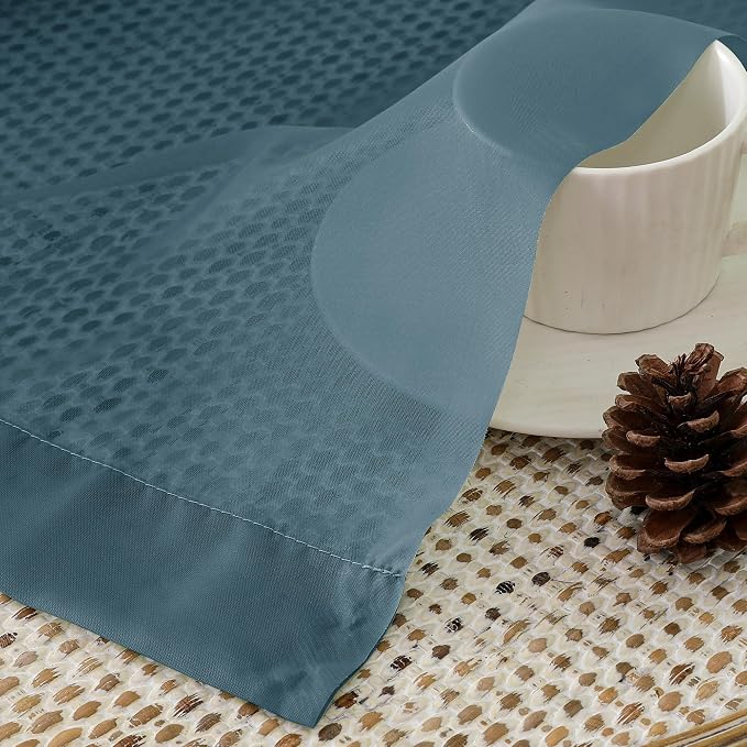 Aiyufeng Dusty Blue Sheer Curtains 45 inches Long, Short Kitchen Window - Image 3