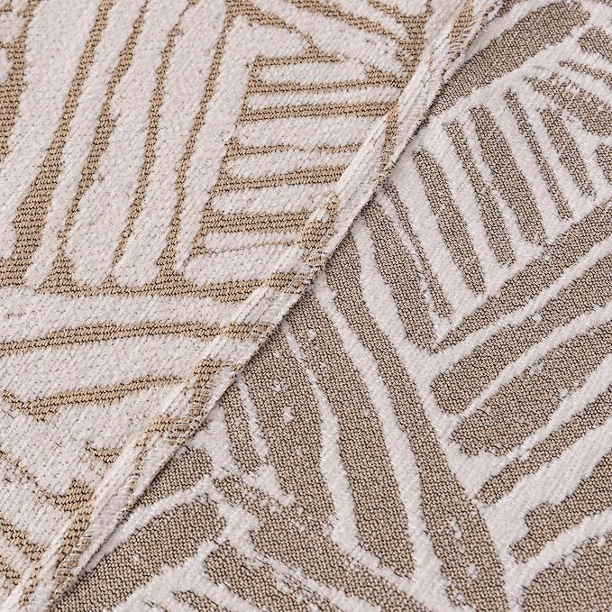 VClife Boho Couch Cover, Abstract Cream and Khaki Line Geometric Jacquard Couch - Image 9