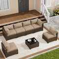 LOUVIXA 7 Piece Outdoor Patio Furniture Set, Outdoor Sectional Sofa, Wicker by LOUVIXA
