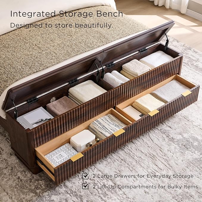 T4TREAM Fluted Queen Size Bed Frame - Image 4