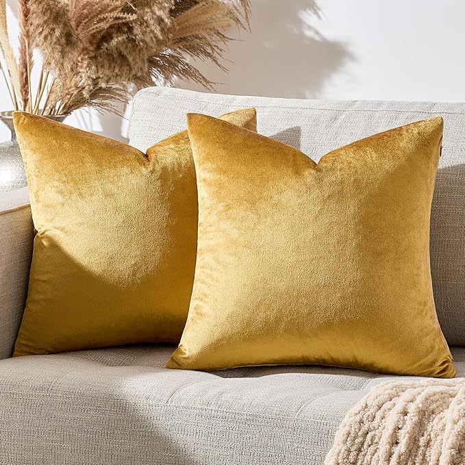GIGIZAZA Golden Throw Pillow Covers 20x20 Decorative Velvet Cushion Covers Pack - Image 7
