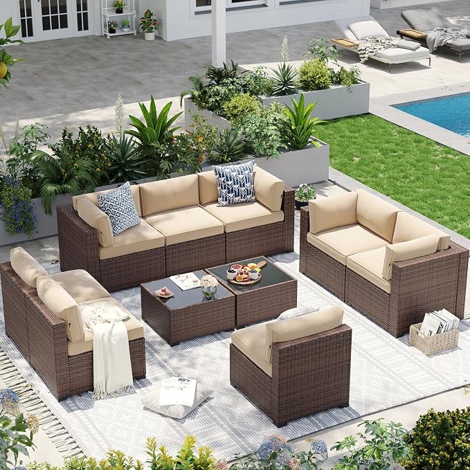 Aoxun Patio Furniture Sets, 10-Piece Outdoor Patio Furniture by Aoxun