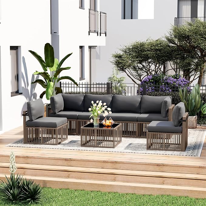Pamapic 7 Piece Outdoor Sectional Sofa Set, All-Weather Patio Furniture - Image 3