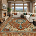 RELEANY Area Rugs 9'x12' Washable Non-Slip, Floral Vintage Distress Print by RELEANY