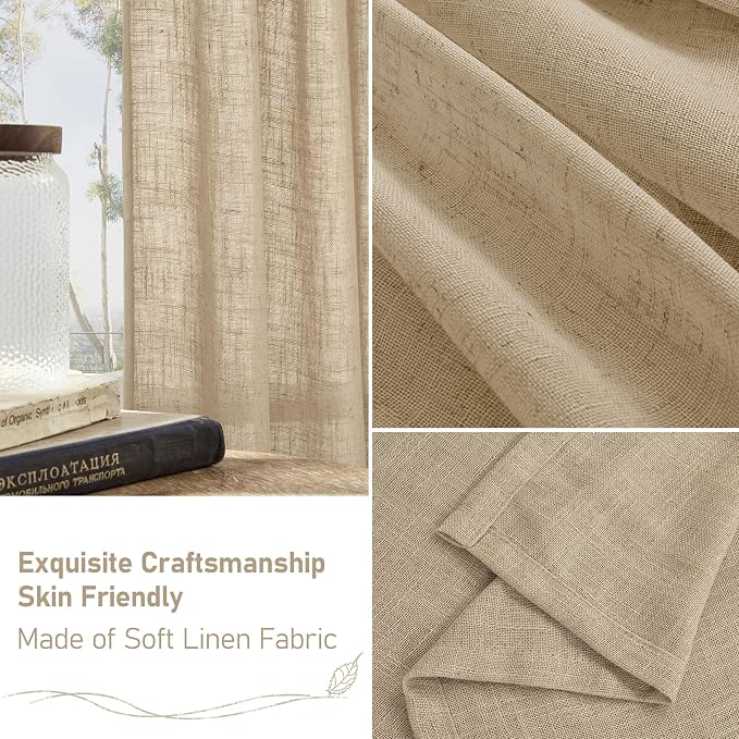 LAMIT Linen Blended Curtains for Bedroom, Faux Linen Textured Light Filtering - Image 6