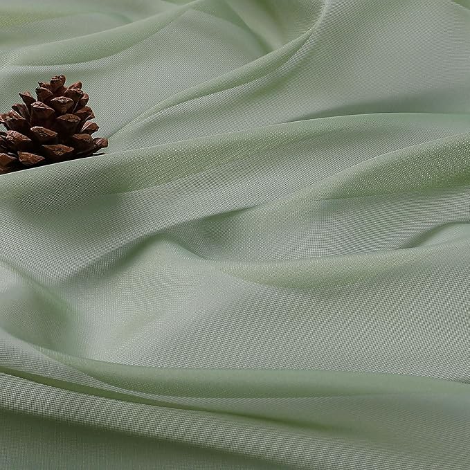 OWENIE Sheer Sage Green Curtains, Sheer Curtains 63 inch Length 2 Panels Set - Image 7