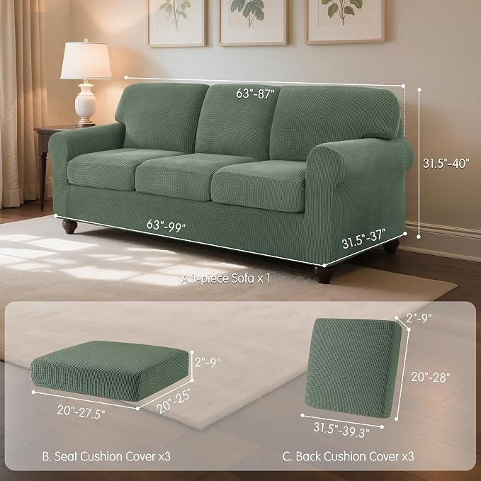 SUBRTEX 7 Pieces Stretch Sofa Slipcover Sets Couch Cover Sets Backrest Cushion - Image 3