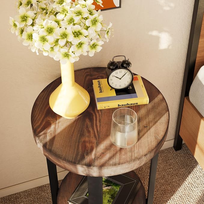 Alaterre Furniture Pomona Living Room Set of 2 Solid Wood Small Round End Tables - Image 4