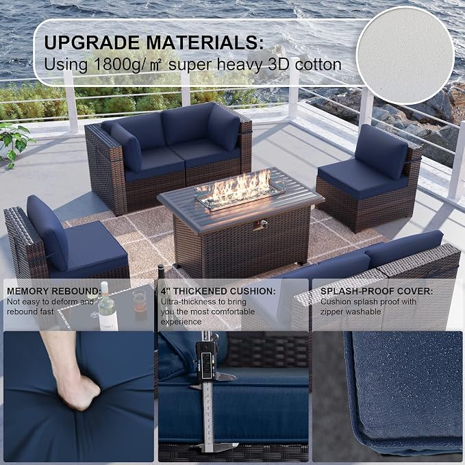 Kullavik 8 Pieces Outdoor Patio Furniture Set, Sectional Sofa Set - Image 3