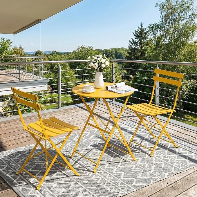 GarveeLife 3 Piece Outdoor Bistro Set, Metal Patio Furniture Set - Image 7