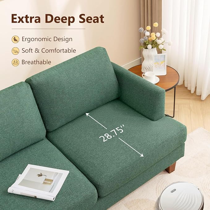Busaurus Green 3 Seater Mid Century Modern Sofa, Comfy Furniture - Image 5
