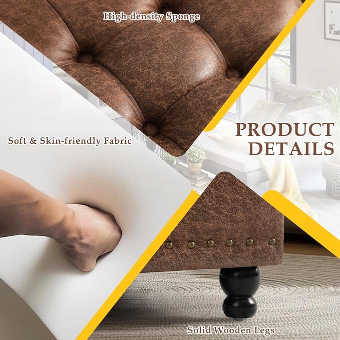 36" Large Square Ottoman with Storage, Tufted Upholstered Storage Ottoman with - Image 3