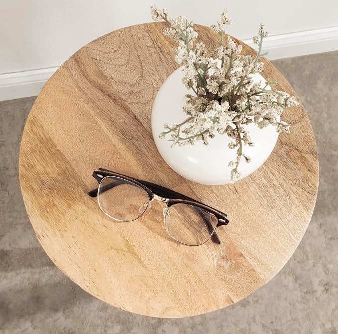 Kate and Laurel Dahl Wooden Round Drink Table; 12 x 23; Natural Brown; - Image 6