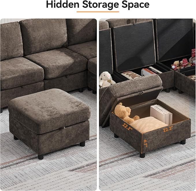 127'' Oversized U Shaped Modular Sofa, Sectional Couches - Image 7