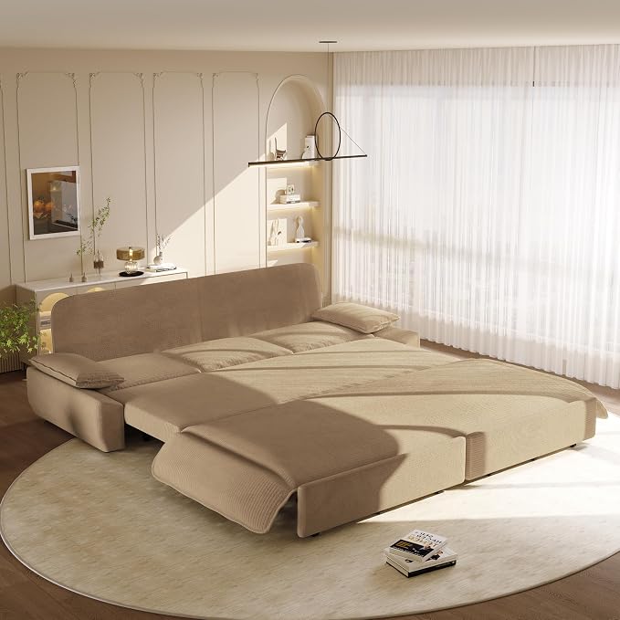 KEIKI 94.5'' King Sleeper Sofa Bed, Space-Saving 3-in-1 Pull Out Futon Couch by KEIKI