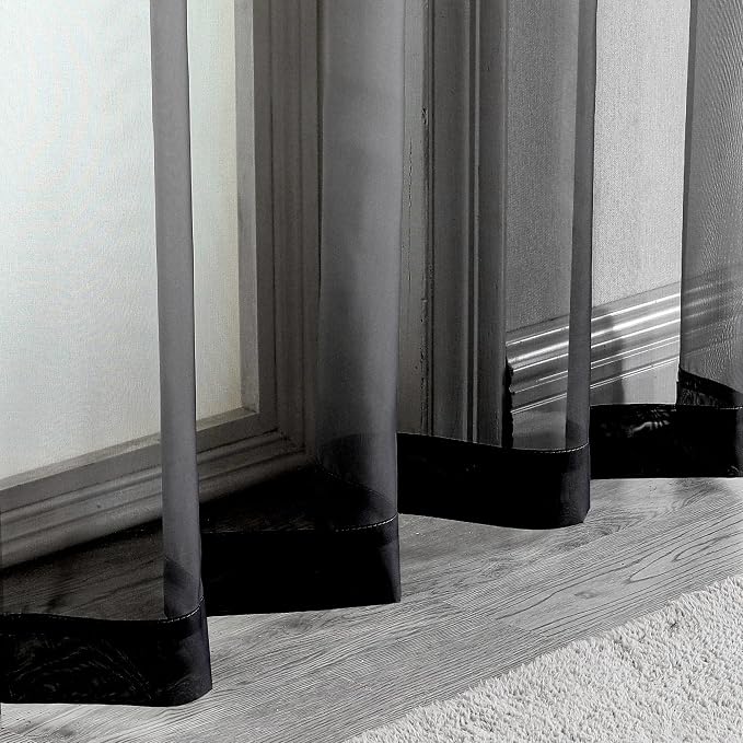 OWENIE Black Sheer Curtains, Sheer Curtains 84 inch Length 2 Panels Set - Image 9