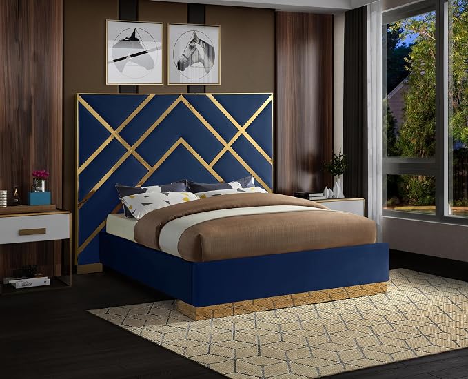 Meridian Furniture VectorNavy-Q Vector Collection Modern | Contemporary Velvet - Image 2