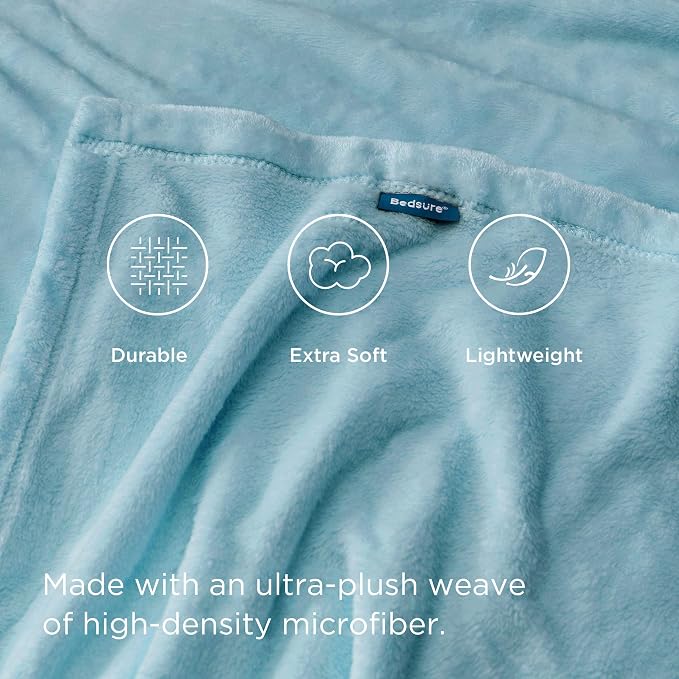 Bedsure GentleSoft Fleece Blankets Twin Size River Blue - Image 4