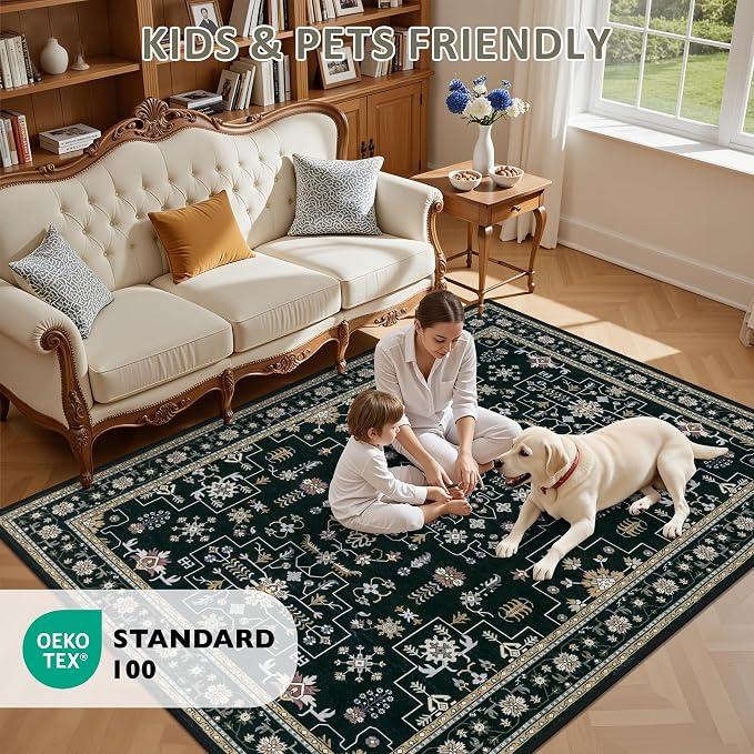 2x3 Area Rugs Living Room Rug: Washable Vintage Boho Medallion Rug No Slip - Image 8