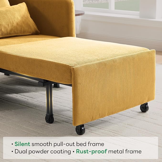 Iroomy 5-Level Adjustable Convertible Sleeper Chair, 3-in-1 Corduroy Pull Out - Image 8