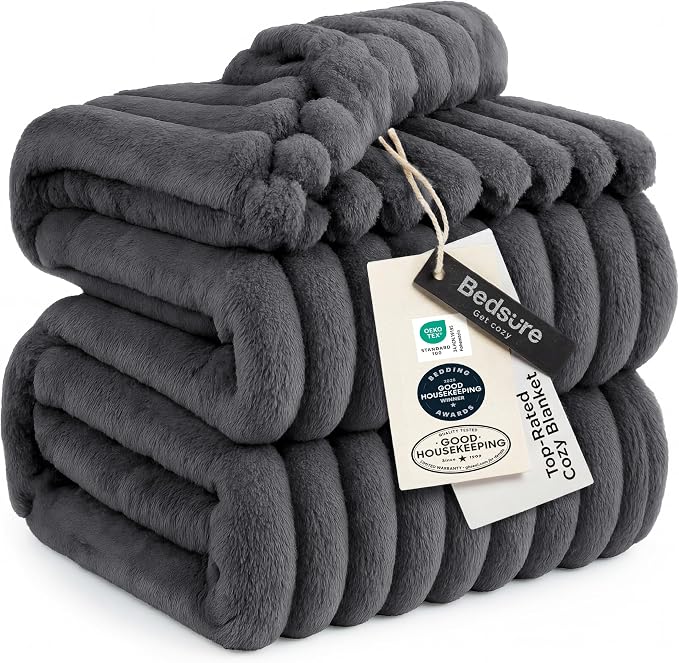 Bedsure GentleSoft Grey Fleece King Blanket by BEDSURE