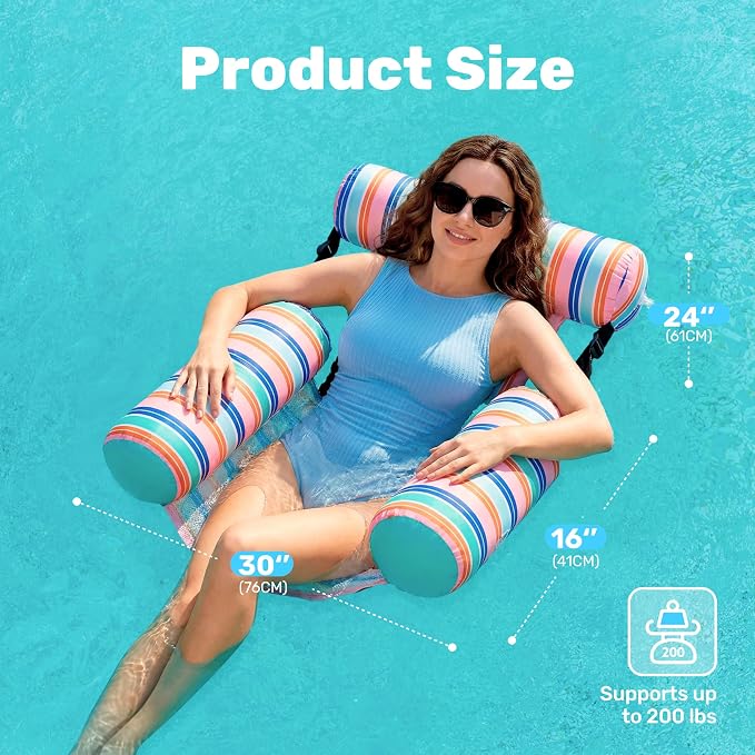 SLOOSH Inflatable Pool Floats Adult, 2 Packs Floating Lounge Chairs, Blow up - Image 4