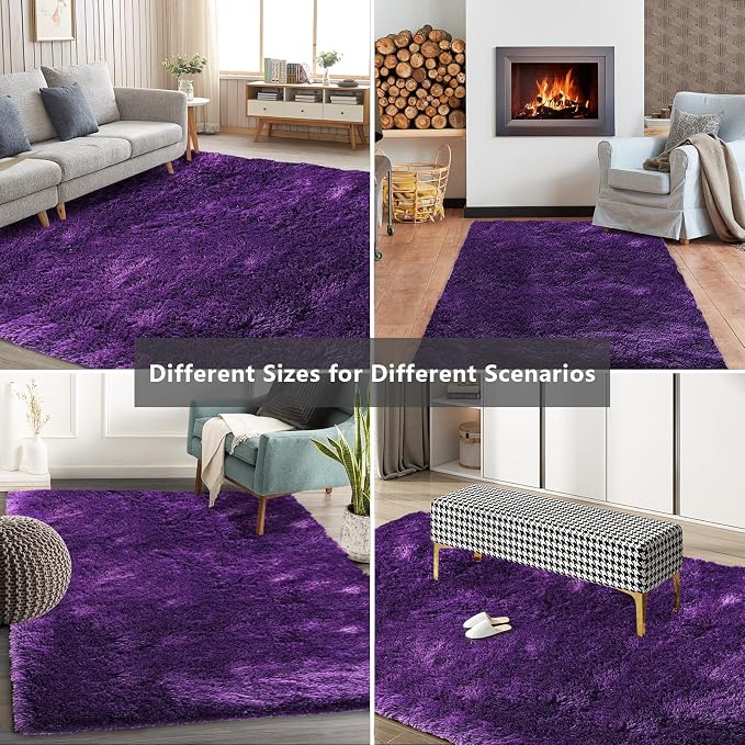 Shag Area Rugs for Bedroom Living Room, 6X9 Ultra Soft Purple Fluffy Area Rugs - Image 9