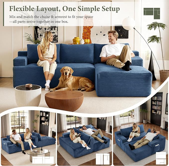 96" Sectional Couches for Living Room Cloud Couch Sofa - Image 7