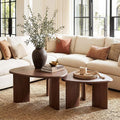 Honyee Nesting Coffee Table Set of 2, Modern Walnut Wood Veneer Coffee Table by Honyee