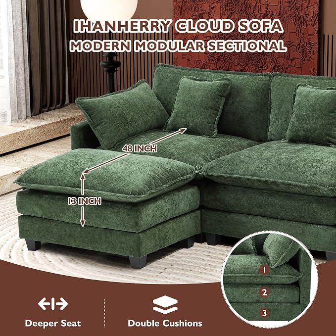 Ihanherry 77" L Shaped Modern Sofa Modular Sectional Cloud Couch - Image 3