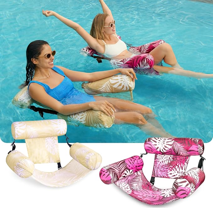 SLOOSH Inflatable Pool Floats Adult, 2 Packs Floating Lounge Chairs, Blow up - Image 2