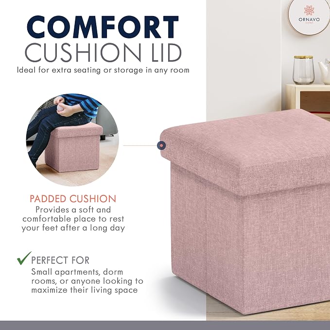 Ornavo Home Small Storage Ottoman, - Image 6