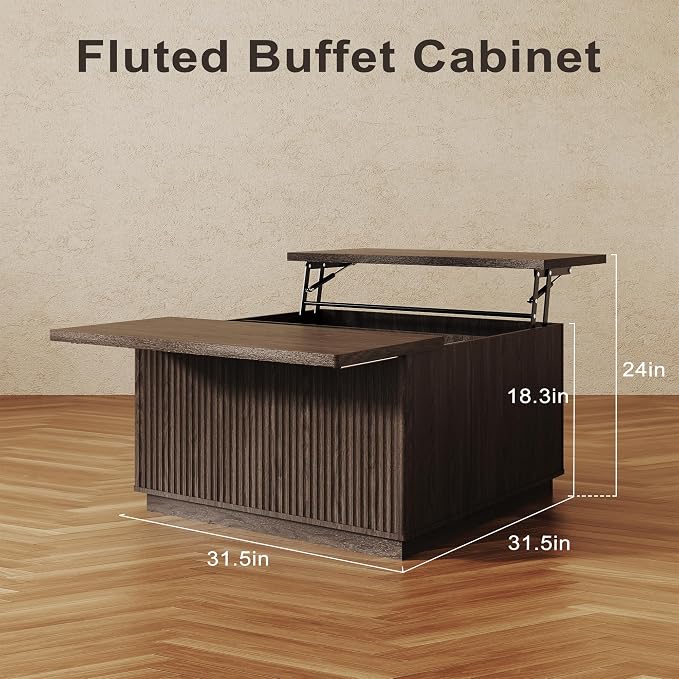 2-Piece Fluted Living Room Set Includes 31.5" Fluted Lift Top Coffee Table - Image 4