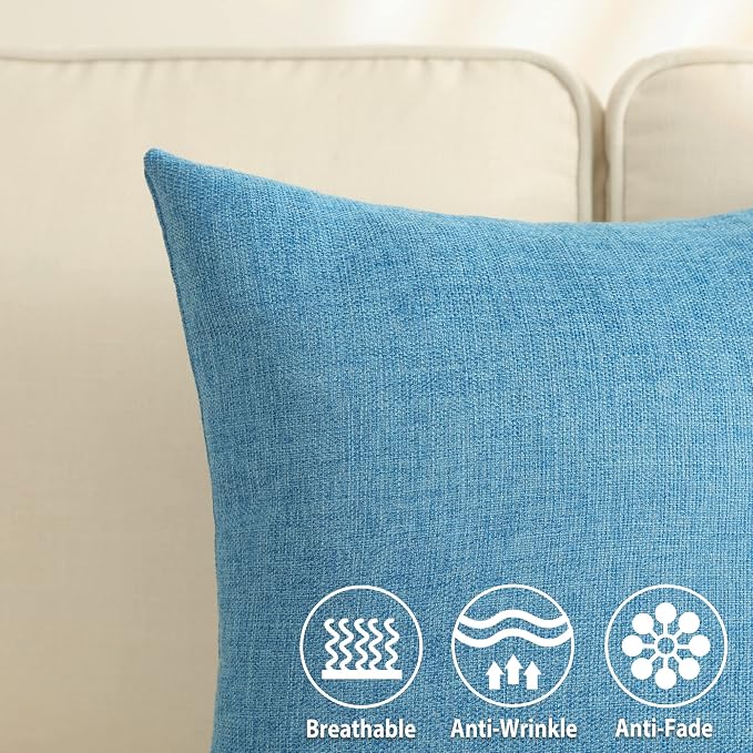 Stellhome Pack of 2 Linen Throw Pillow Covers Solid Fall Decorative Cushion - Image 2