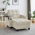 Oversized Recliner Chair with Swivel Tray Table, Modern Tufted Linen Fabric by Unknown