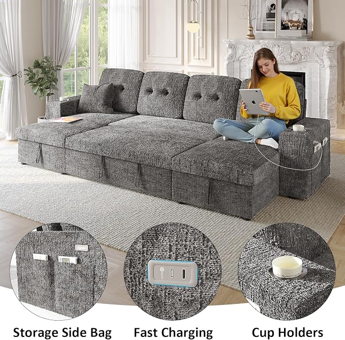 Modular Sectional Sleeper Sofa Bed, Couches - Image 6