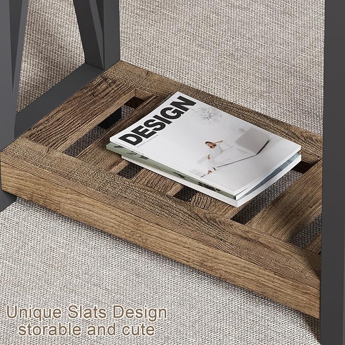 ChooChoo Farmhouse End Table Set of 2, Rustic Vintage Narrow End Side Table - Image 5