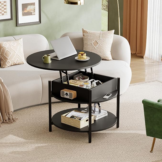 WLIVE Round Lift Top Coffee Table - Image 2