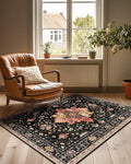 RELEANY Area Rugs 3'x4' Washable Non-Slip, Floral Vintage Distress Print by RELEANY