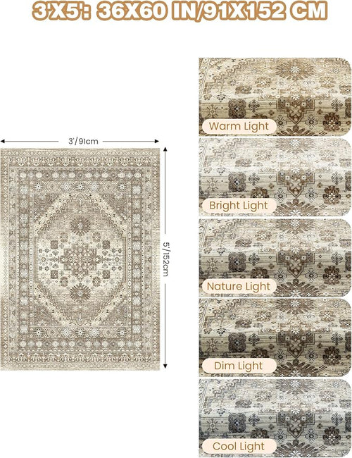 3x5 Washable Area Rug for Entryway, Kitchen Rugs Non Slip for Dining Room - Image 2