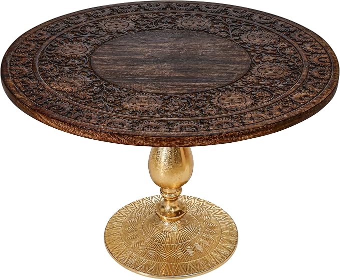 Coffee Table 24x24x18 Inch-Hand-Carved Solid Wood Center Table, Vintage Burnt by TheWoodenTown